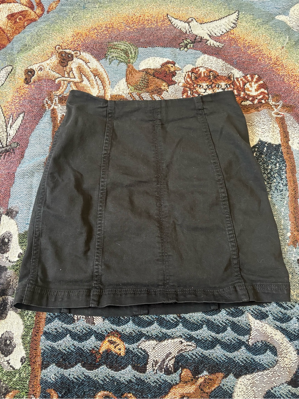 Free People Longline Black Denim Skirt